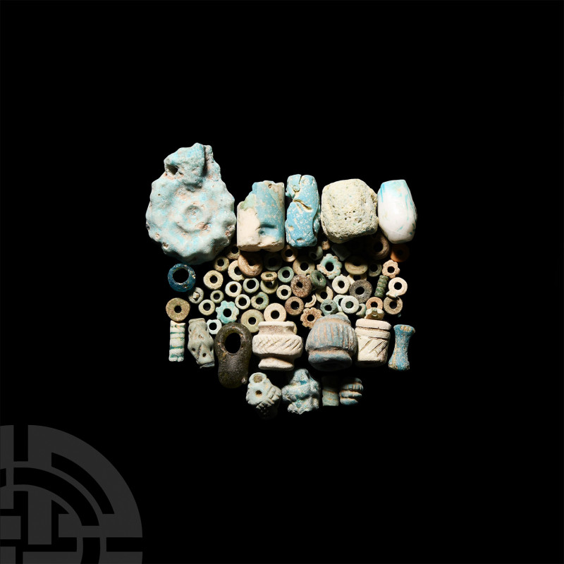 Egyptian Faience Bead and Amulet Group Mainly 1st millennium B.C. A mixed group ...