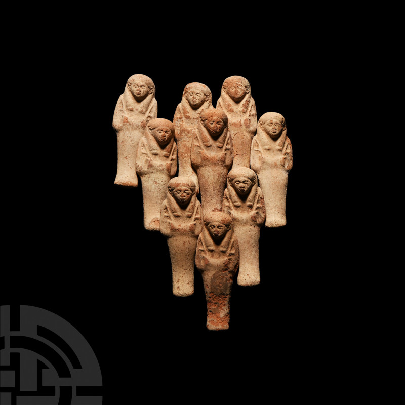 Egyptian Terracotta Shabti Collection Late Period, 664-332 B.C. A group of nine ...