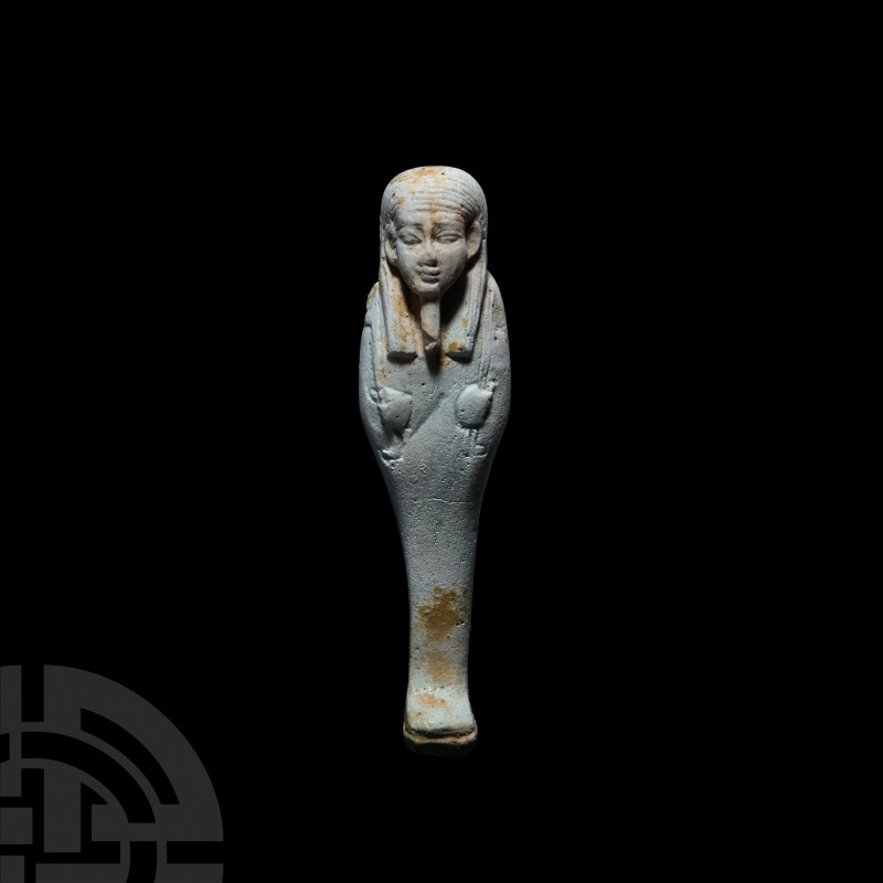 Egyptian White-Glazed Shabti Late Period, 664-332 B.C. A white-glazed compositio...