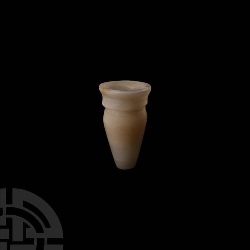 Egyptian Alabaster Collar Jar Late Old Kingdom, 2575-2150 B.C. A conical alabast...