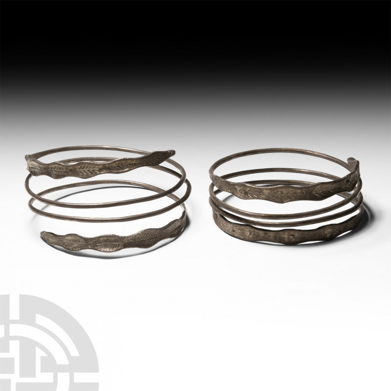 Graeco-Roman Silver Snake Bracelet Pair Circa 1st century B.C.-1st century A.D. ...