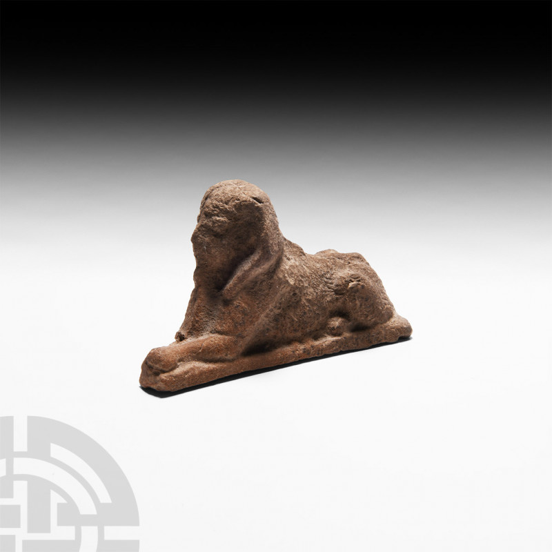 Greek Terracotta Sphinx 5th-3rd century B.C. A terracotta sphinx modelled coucha...