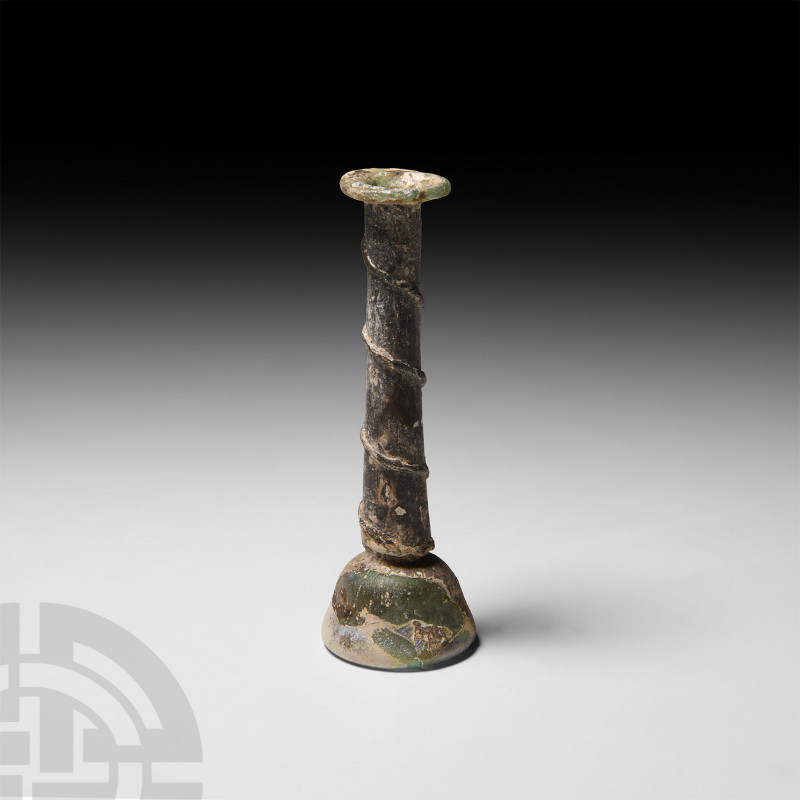 Roman Candlestick Unguentarium 1st-3rd century A.D. A glass candlestick unguenta...