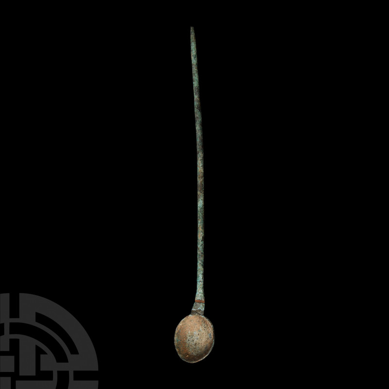 Roman 'St. Albans' Apothecary Spoon Circa 1st century A.D. A bronze apothecary s...