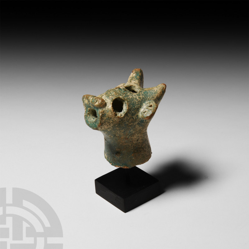 Romano-Parthian Glazed Terracotta Animal Head 3rd century B.C.-2nd century A.D. ...