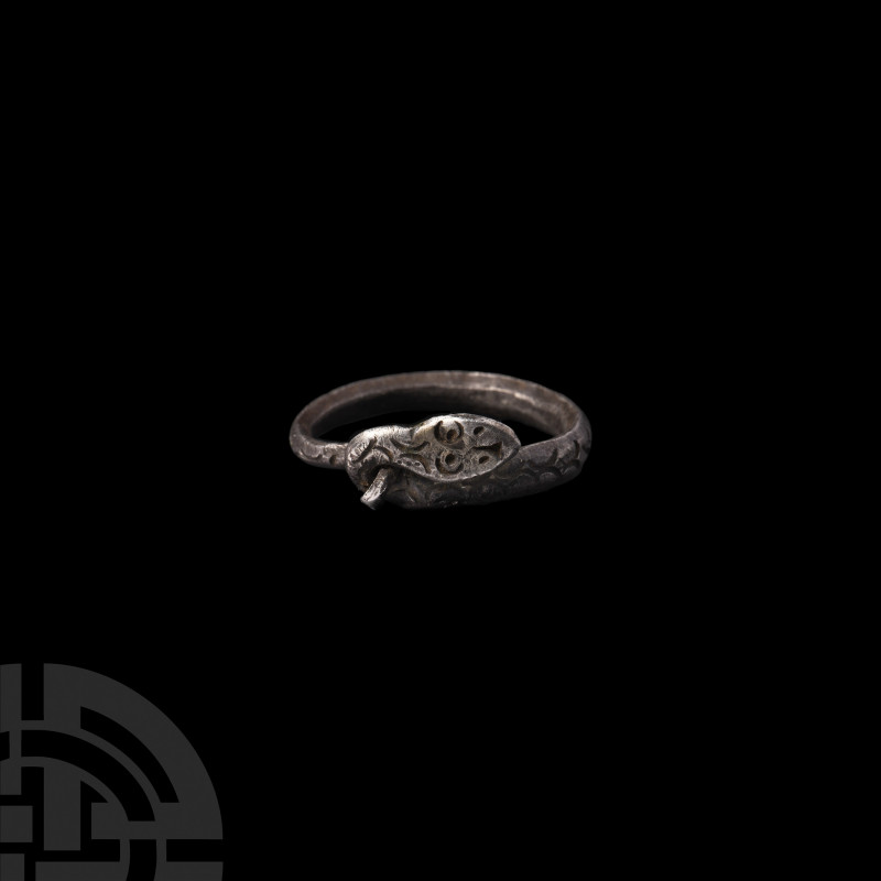 Romano-Egyptian Silver Snake Ring 3rd century B.C.-1st century A.D. A silver rin...