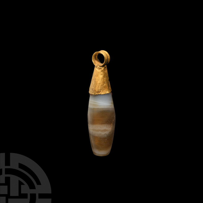 Gold and Banded Agate Pendant 1st millennium B.C.-1st millennium A.D. A pendant ...