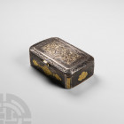 Gilt Silver Snuff Box 19th century A.D. An octagonal silver snuff box with articulate hinged lid, engraved with stylised floral and foliate motifs emb...