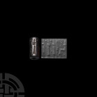 Old Babylonian Cylinder Seal with Worshipping Scene 2nd millennium B.C. A haematite cylinder seal with three worshippers before a seated deity, two wi...