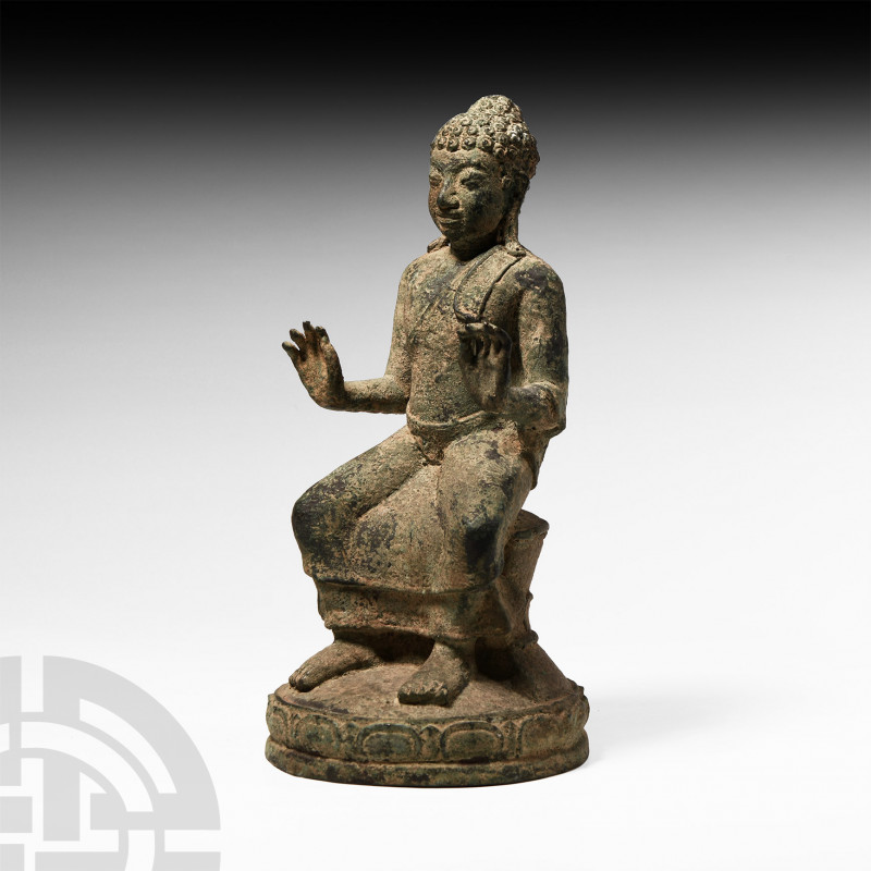 South East Asian Seated Statue of Buddha 17th-18th century A.D. A bronze figure ...