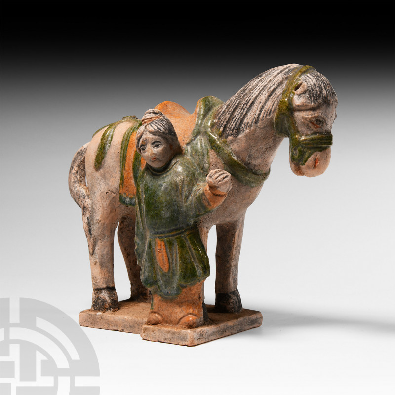 Chinese Ming Horse and Rider Group Ming Dynasty, 1368-1644 A.D. or later. A glaz...