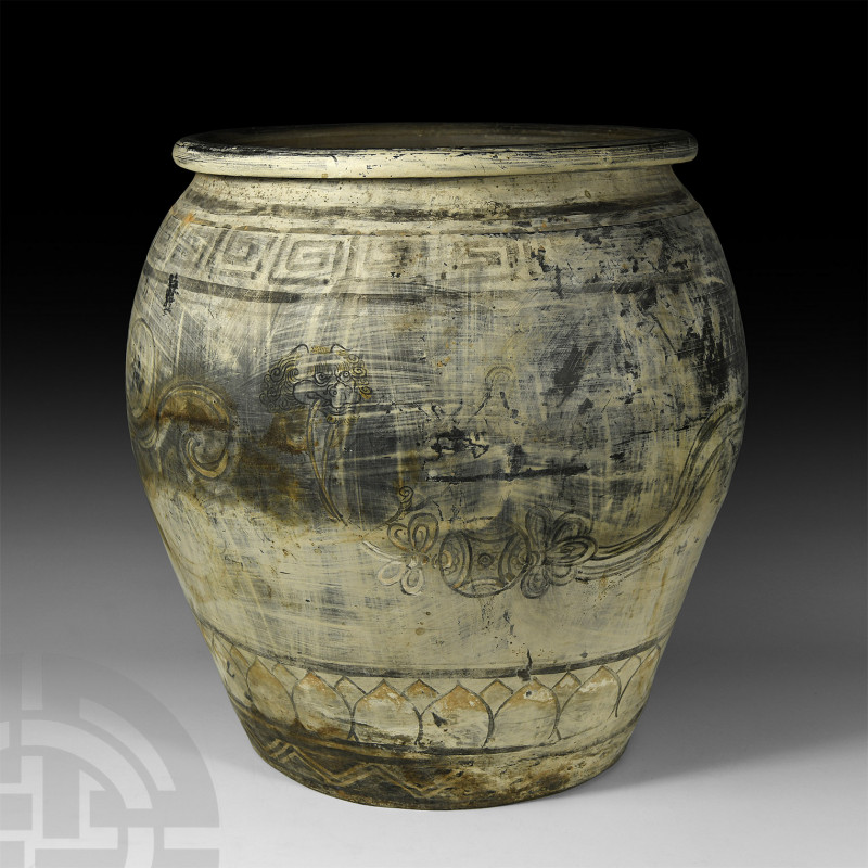 Large Chinese Jar with Lotus Petals 19th-20th century A.D. A large ceramic jar i...