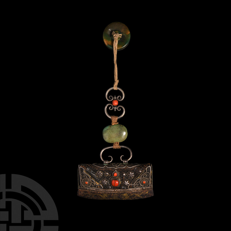 Tibetan Fire Striker Pouch with Toggle Circa 1850-1900 A.D. A fire striker compo...