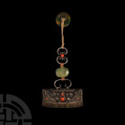 Tibetan Fire Striker Pouch with Toggle Circa 1850-1900 A.D. A fire striker composed of an organic rectangular lidded pouch for tinder and flint studde...