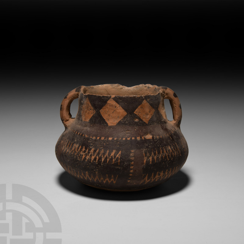 Chinese Decorated Neolithic Jar Neolithic Period, 3rd millennium B.C. A low cari...