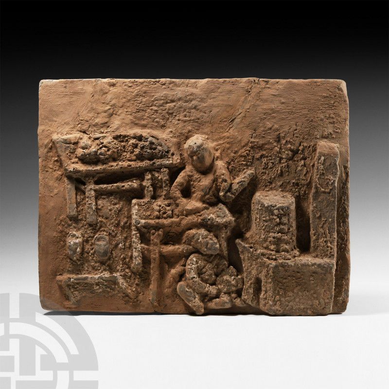 Chinese Song Figural Tile Song Dynasty, 960-1279 A.D. A rectangular ceramic tile...