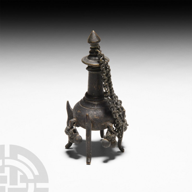South East Asian Kohl Vessel 18th-20th century A.D. A brass kohl vessel composed...