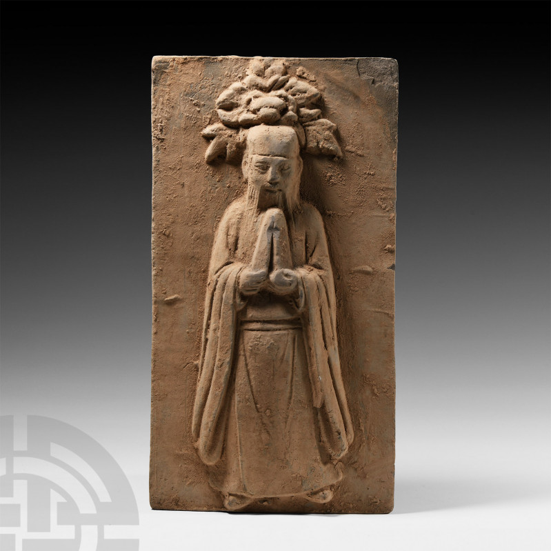 Chinese Song Figural Tile Song Dynasty, 960-1279 A.D. A rectangular terracotta t...
