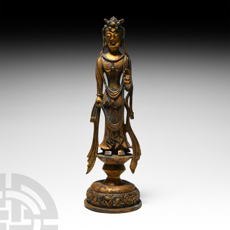 Tibetan Gilt Arya Tara Figure Early 20th century A.D. A gilt bronze figurine of ...