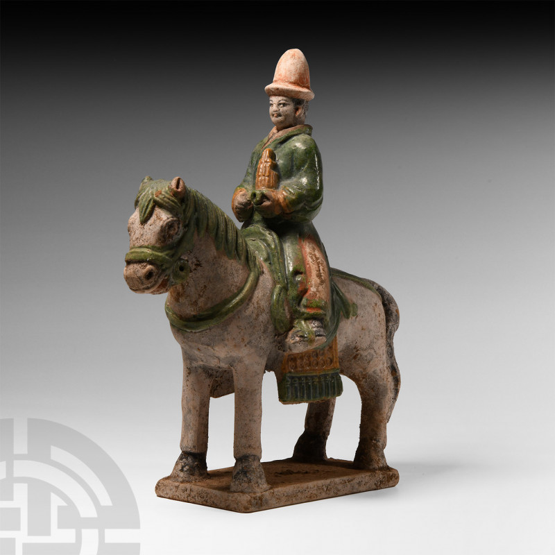 Chinese Ming Horse and Rider Ming Dynasty, 1368-1644 A.D. or later. A part-glaze...