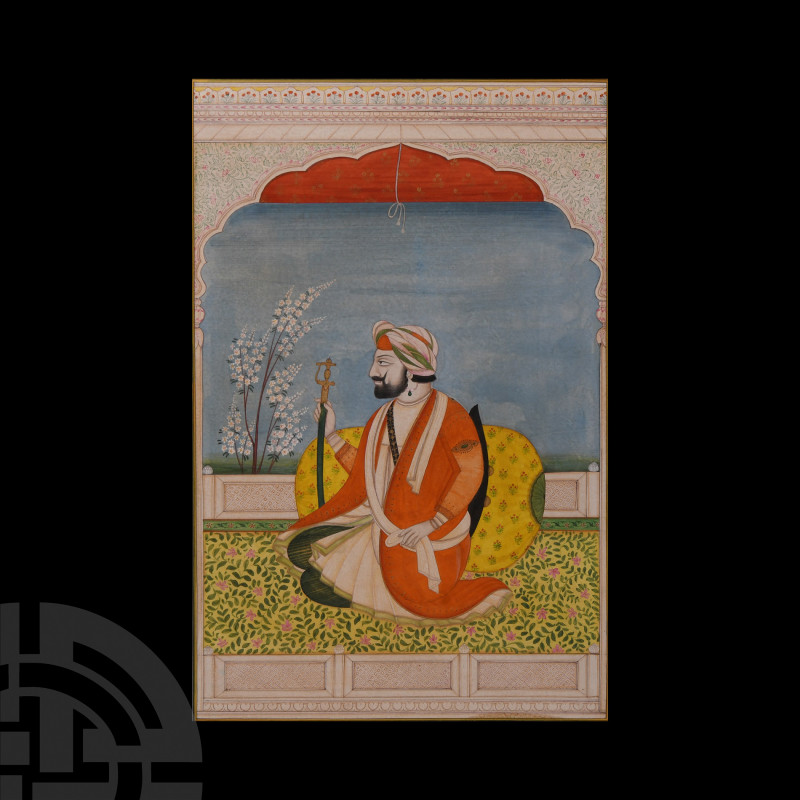 Indian Watercolour Portrait of Raja Ranbir Singh Late 20th century A.D. A waterc...