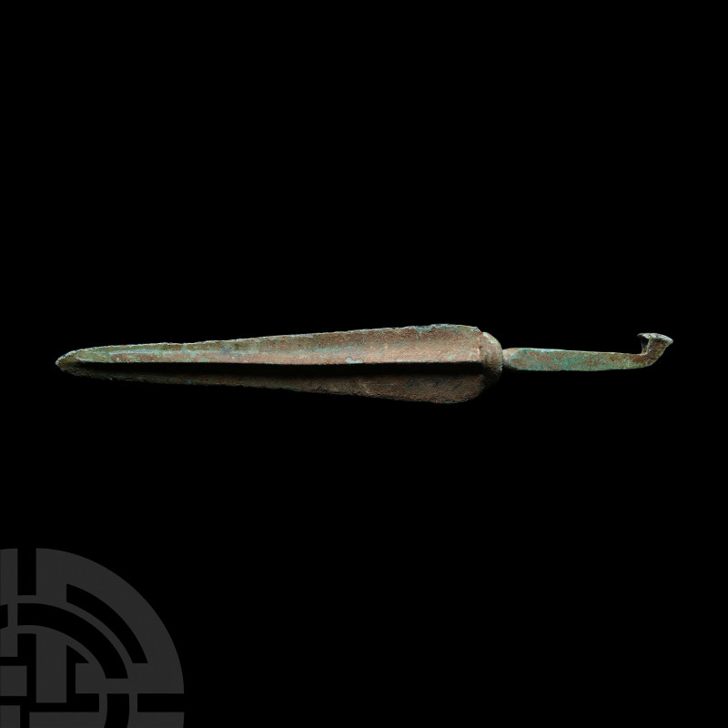 Western Asiatic Tripartite Spearhead 2nd millennium B.C. A leaf-shaped blade wit...