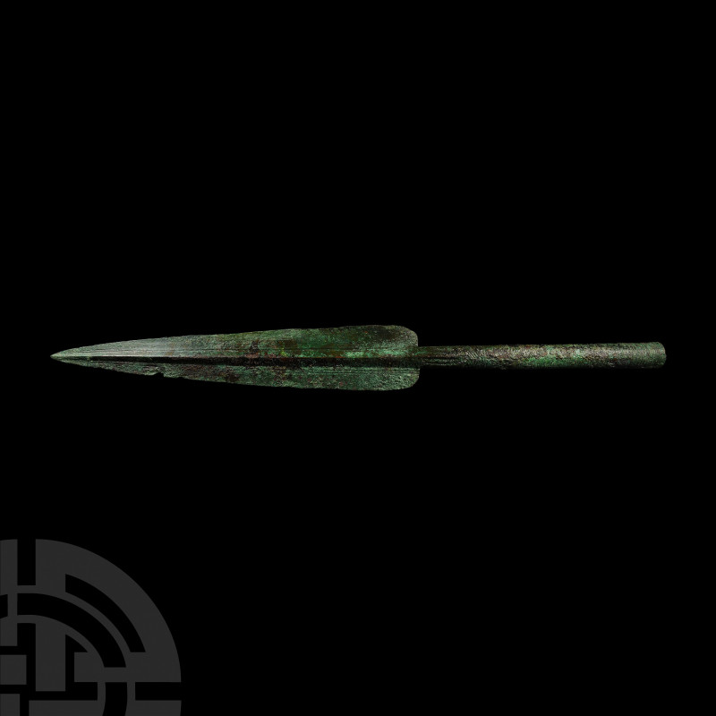 Marlik Decorated Spearhead 14th-10th century B.C. A bronze spearhead with projec...