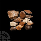 Stone Age Aterian Tanged Point & Tool Group 85,000-40,000 B.C. A group of 12 Aterian stone tanged transverse style points (pedunculate) and tools; hel...