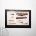Stone Age Bone Tool Collection Circa 3rd-2nd millennium B.C. and later. A mixed group of bone tools including awls, a hilted implement and a further i...