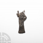 Medieval 'Thames' Saint Thomas Becket Blessing Pilgrim's Badge 14th century A.D. A pewter pilgrim's badge showing robed Thomas Becket standing facing ...