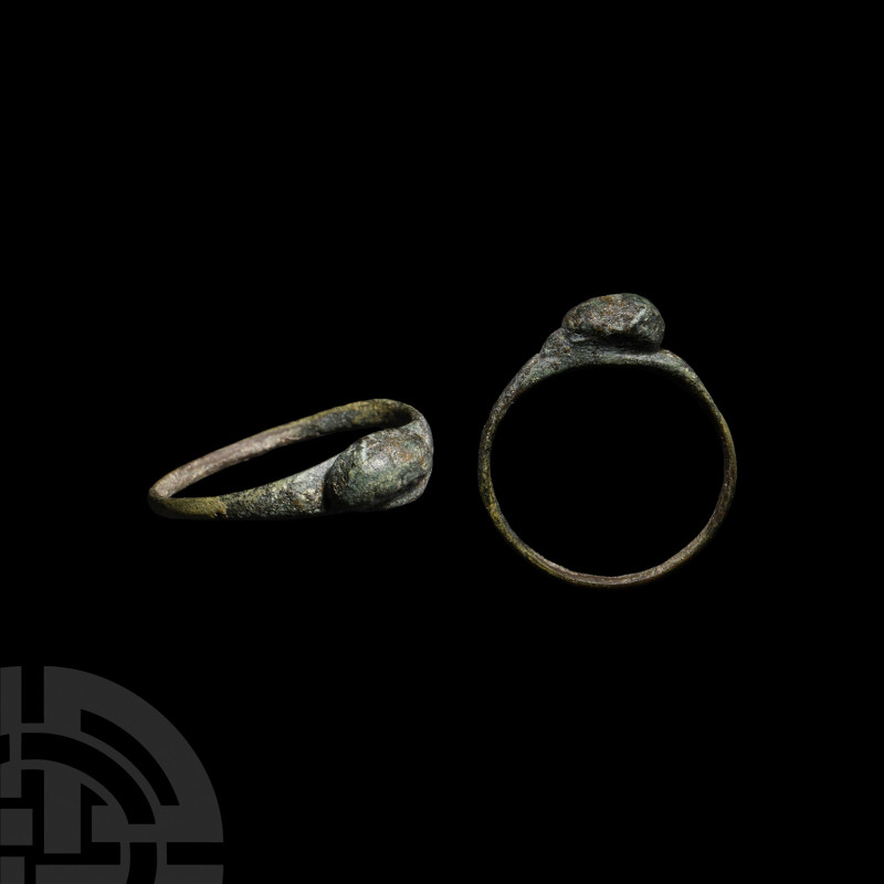 Medieval Ring with Bust 14th-15th century A.D. A finger ring composed of a slend...