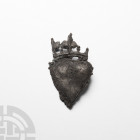 Medieval 'Thames' Flowering Crowned Heart Secular Badge 14th-15th century A.D. A pewter secular badge in the form of a crowned sacred heart with beade...