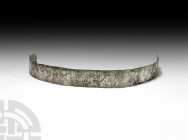 Medieval Crusader Silver Diadem with Crosses and Flowers 11th-13th century A.D. A rectangular sheet-silver diadem with rounded terminals, divided by p...