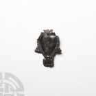 Medieval 'Thames' Flowering Heart Secular Badge 14th-15th century A.D. A pewter secular badge in the form of a sacred heart with beaded border, a flor...
