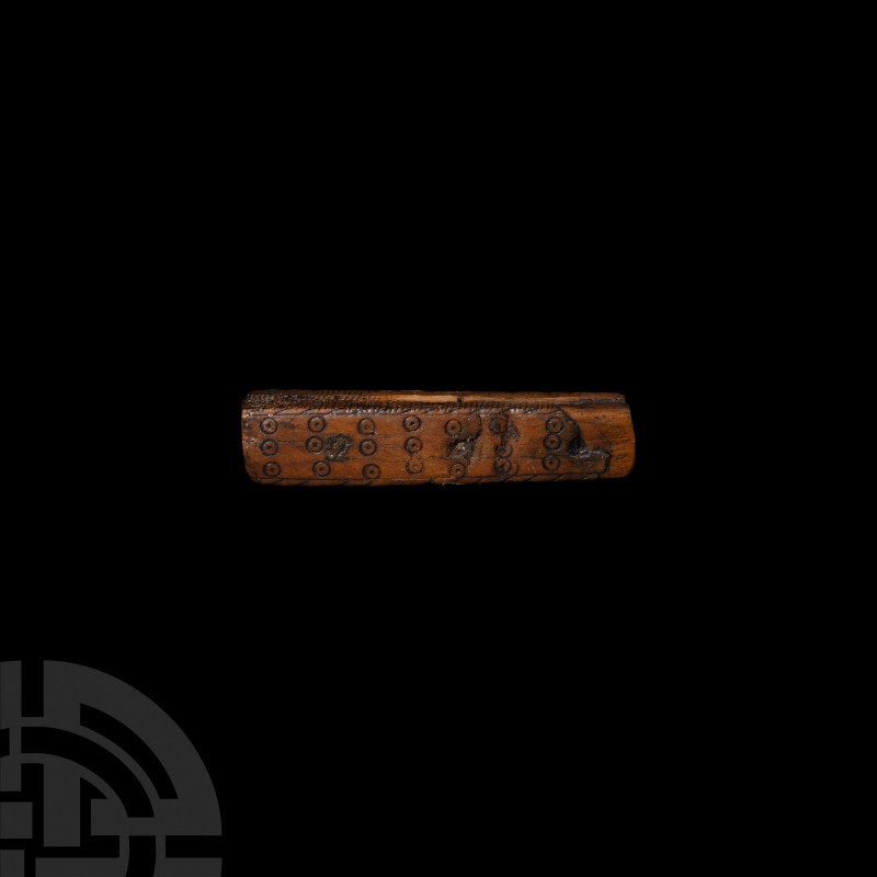 Medieval Decorated Bone Artefact 14th-15th century A.D. A bone item, likely the ...