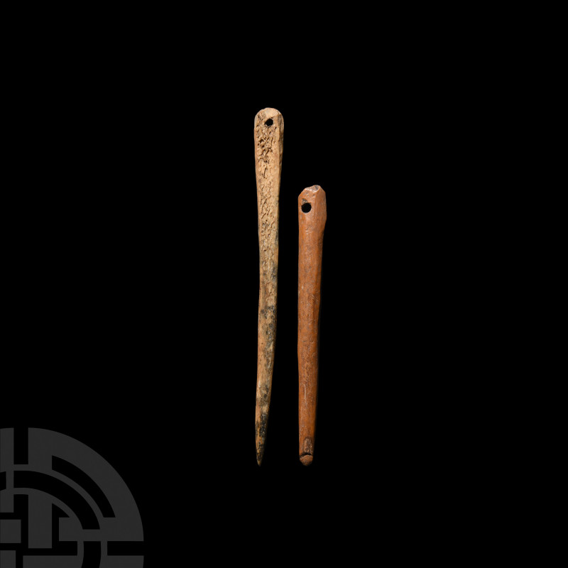 Medieval Large 'Thames' Bone Pin Group 15th century A.D. or earlier. A group of ...