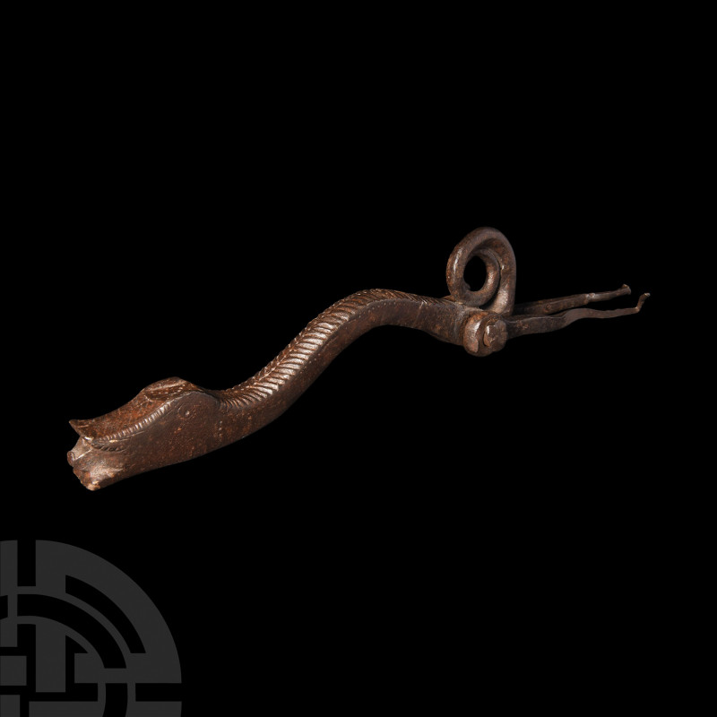 Medieval Spanish Snake Doorknocker Spain, 15th-16th century A.D. An iron door kn...