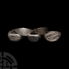 Medieval and Other Silver Ring Collection Circa 13th-15th century A.D. A mixed group of five silver finger rings of various sizes and dates; bezels wi...