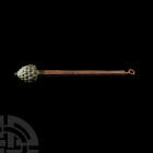 Medieval Steel Yard Weight with Bronze Finial 14th-16th century A.D. A substantial steel yard weight with suspension loop to one end and a bronze fini...