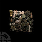 Medieval and Later Artefact Collection 12th century A.D. and later. A mixed group of mainly bronze artefacts including a casket key, a dagger chape, s...