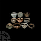 Medieval and Other Ring Collection 6th century A.D. and later. A mixed group of ten finger rings of various dates and sizes, including examples with o...