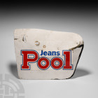 Ayrton Senna's F3 Racing Car Crash Rear Spoiler End Plate 1983 A.D. An aluminium rear spoiler sideplate, finished in white and bearing the 'Pool Jeans...