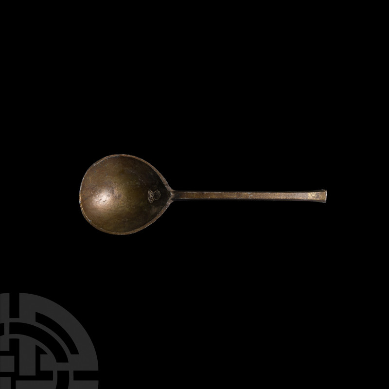 Stuart Period Pewter Spoon with Crowned Rose Dutch, 17th century A.D. A pewter s...