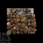 Post Medieval Button Group Mainly 19th-20th century A.D. and earlier. A mixed group of buttons of various dates and styles, including examples with an...