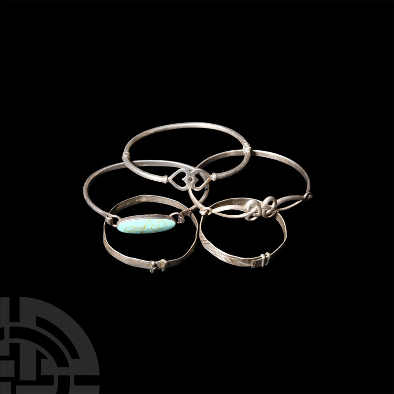 Silver Bracelet Group 20th-21st century A.D. A mixed group of five bracelets, in...