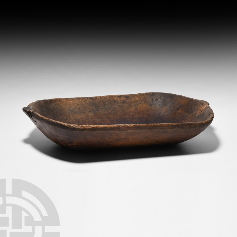 Prehispanic Inca Wooden Food Dish Early 16th century A.D. An oval-shaped wooden ...