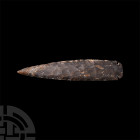 North American Indian Replica Flint Dagger 20th century A.D. A replica flint spear head with lentoid-section, leaf-shaped body and waisted terminal fo...