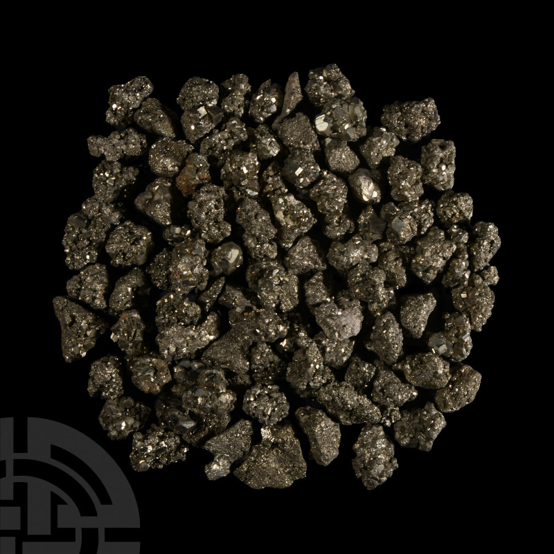 100 Pyrite Crystal Nugget Clusters A group of 100 pyrite 'fool's gold' nugget cl...