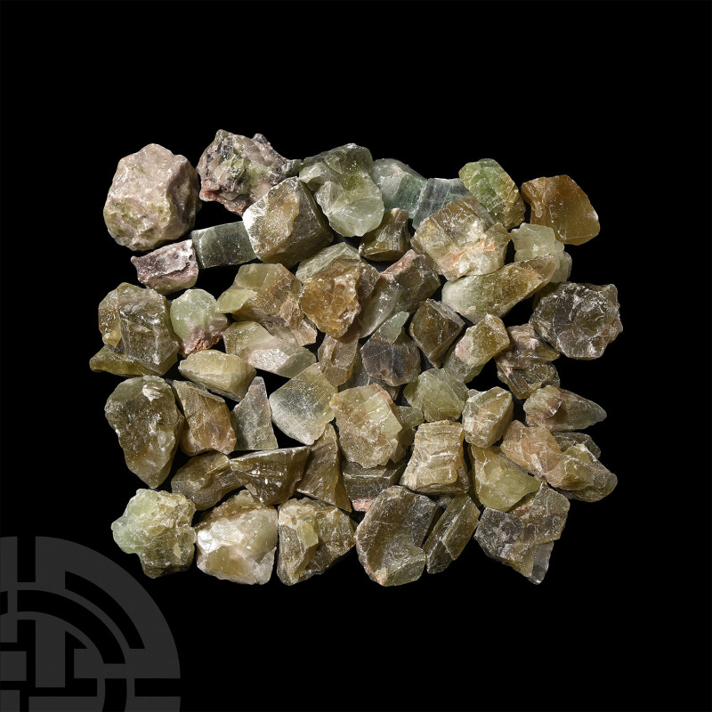 50 Green Calcite Specimens A group of 50 green calcite specimens. 1.72 kg total,...