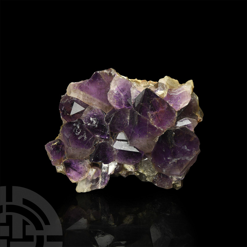 Large Amethyst Crystal Display Specimen A chunky mineral specimen displaying dar...